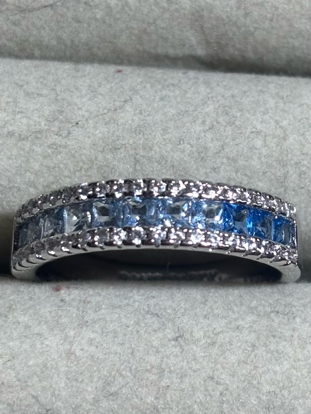 BOMB PARTY Blue ombré Band Ring with Clear Accents - Women Jewelry